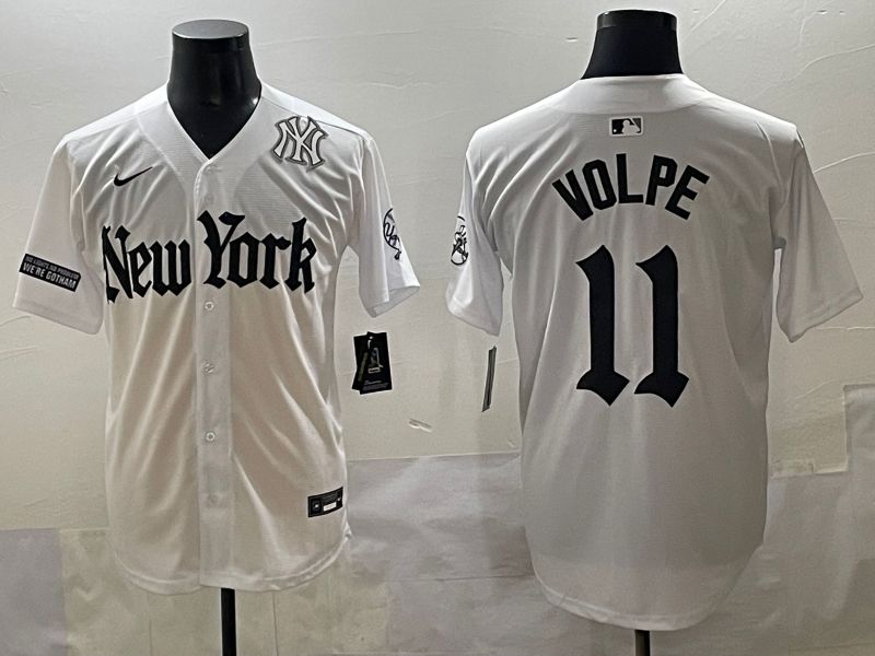 Men 2025 New York Yankees #11 Volpe White Five generations Joint Name Nike MLB Jersey style 44->new york yankees->MLB Jersey